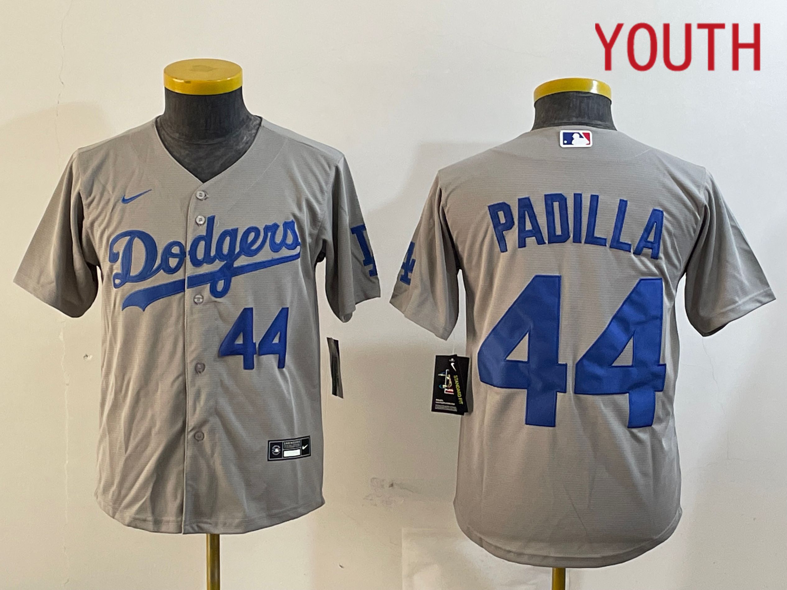 Youth Los Angeles Dodgers #44 Padilla Grey Game 2024 Nike MLB Jersey style 12161->youth mlb jersey->Youth Jersey